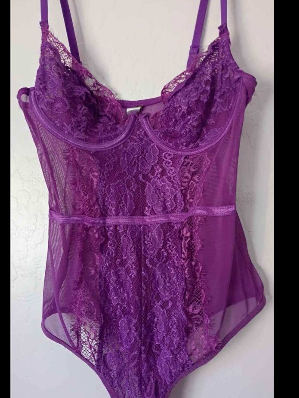 Victoria's Secret Purple Lace Bodysuit Chemise
